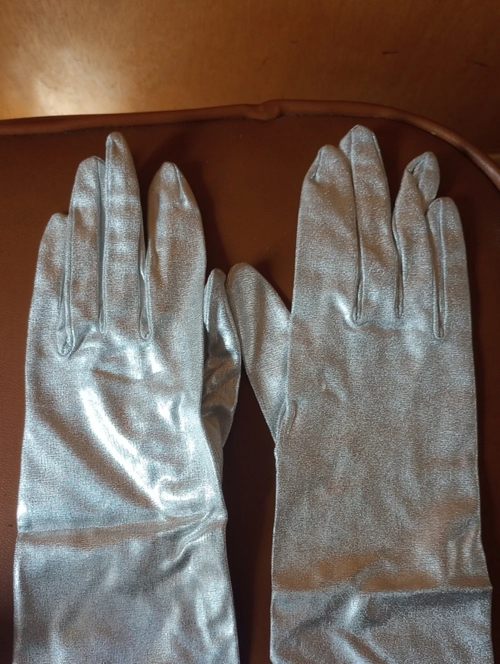 Vintage Retro Metallic Silver Formal Prom Gloves